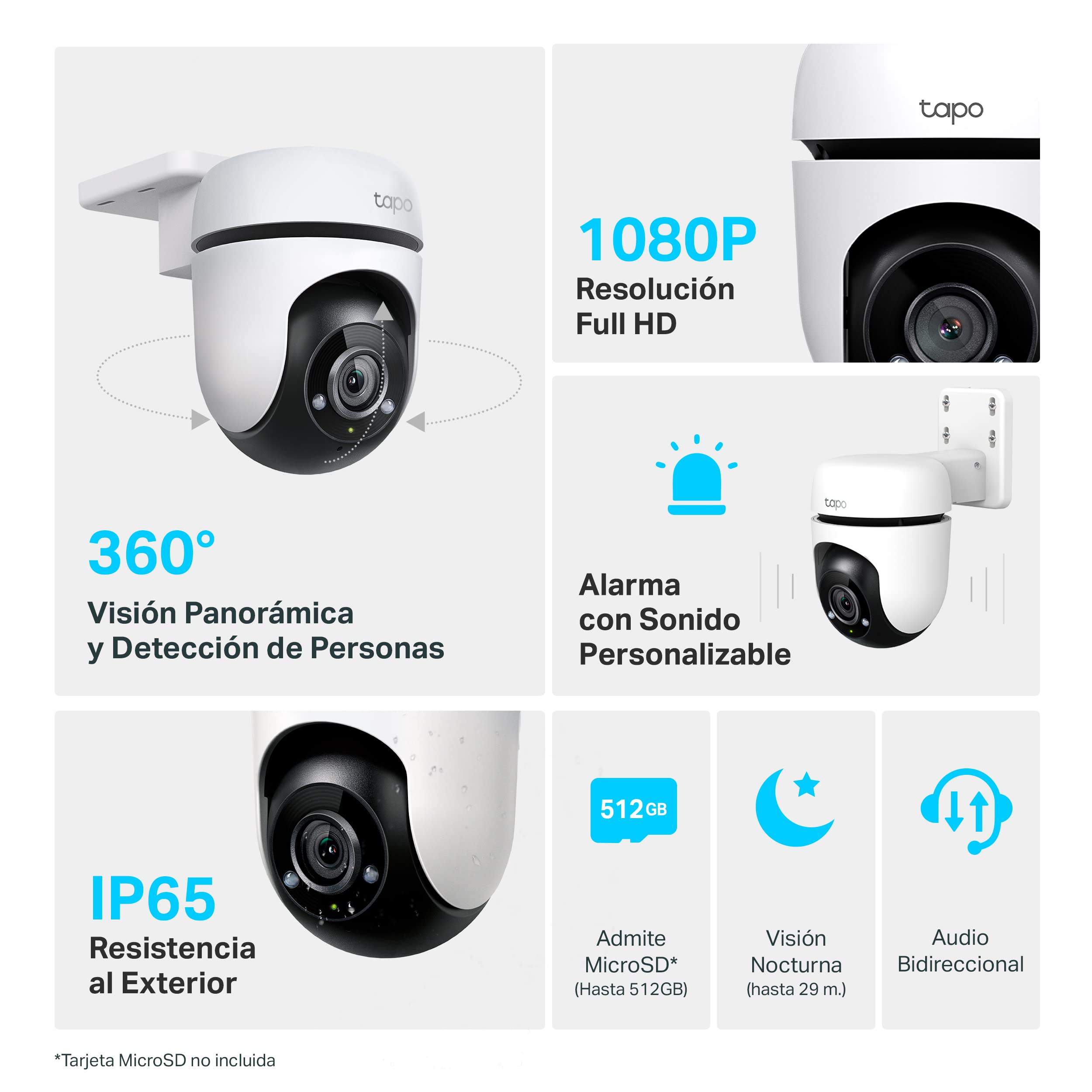 CAMARA IP EXTERIOR WIFI C/ROTACION TAPO C500 MOVIMIENTO REMOTO  DAY/NIGHT SD WIFI TP-LINK